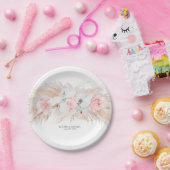 Feathery Pampas Grass and White Orchids Hochzeit Pappteller (Party)