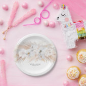 Feathery Pampas Grass and White Orchids Hochzeit Pappteller (Party)