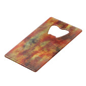 Feathery Red Abstrakt Kreditkarten Flaschenöffner (Rückseite Schrägansicht)