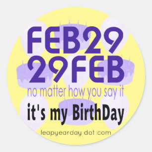 FEB 29 FEB RUNDER AUFKLEBER