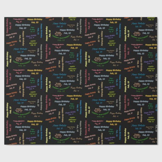 Februar, 10 Geburtstag Geschenkpapier (Flach)