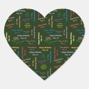 Februar, 10 Geburtstag Herz-Aufkleber