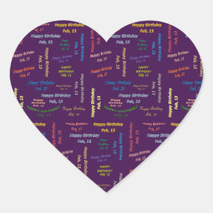 Februar, 13 Geburtstagsticker Herz-Aufkleber