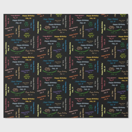 Februar, 14 Geburtstag Geschenkpapier (Flach)