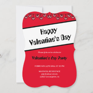 Februar 14 Herzen glückliche Valentinstag Einladung