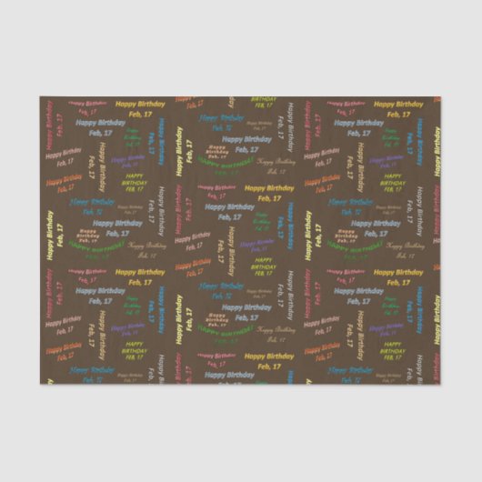 Februar, 17 Geburtstags-Gewebepapier Seidenpapier (Vorderseite)