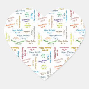 Februar, 19 Geburtstag Herz-Aufkleber