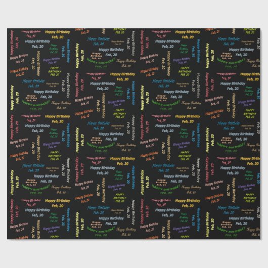 Februar, 20 Geburtstag Geschenkpapier (Flach)