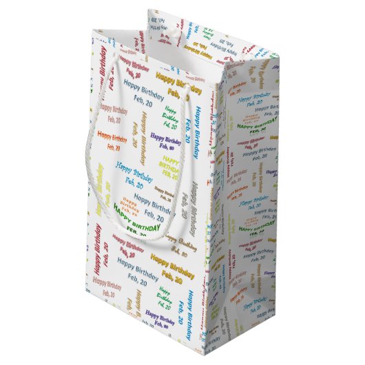 Februar, 20 Geburtstag Geschenktasche Kleine Geschenktüte (Rückseite Schrägansicht)