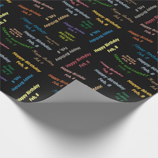 Februar, 8. Geburtstag, Geschenkpapier (Ecke)
