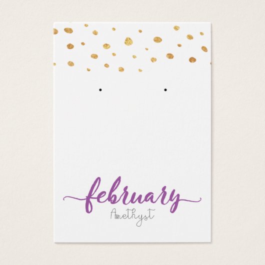 Februar Amethyst Birthstone Earring Card (Vorderseite)