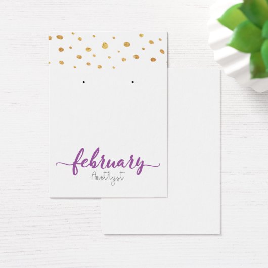 Februar Amethyst Birthstone Earring Card (Schreibtisch)