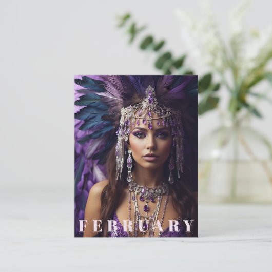 *~* FEBRUAR AP53 Geburtstag AMETHYST Boho Postkarte (Stehend Vorderseite)