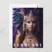 *~* FEBRUAR AP53 Geburtstag AMETHYST Boho Postkarte (Vorne/Hinten)