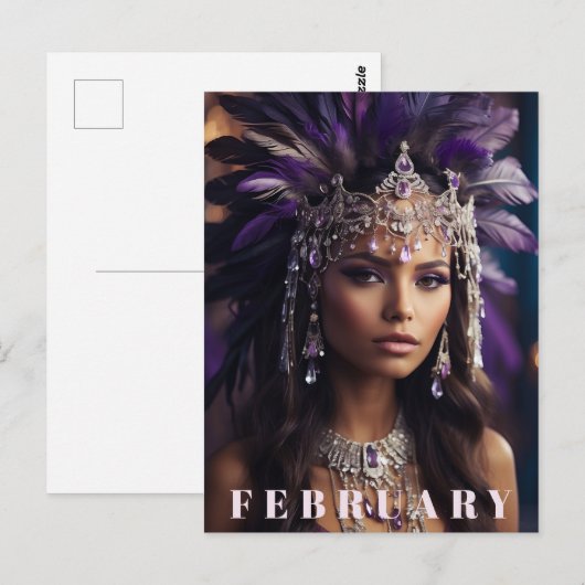 *~* FEBRUAR AP53 Headdress Boho AMETHYST Postkarte (Vorne/Hinten)