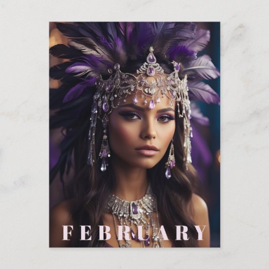*~* FEBRUAR AP53 Headdress Boho AMETHYST Postkarte (Vorderseite)