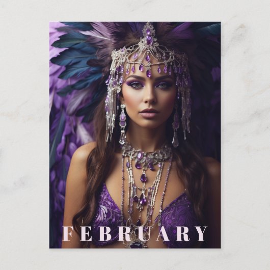 *~* FEBRUAR AP53 Headdress Boho AMETHYST Postkarte (Vorderseite)