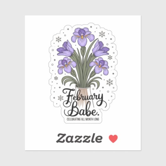 Februar Babe Geburtstag Violet & Iris Blume Aufkleber (Blatt)