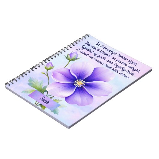 Februar Birth Blume Spiral Notebook Notizblock (Linke Seite)