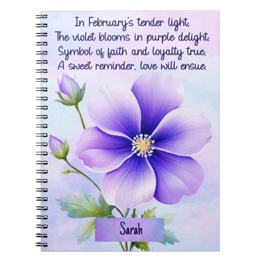 Februar Birth Blume Spiral Notebook Notizblock (Vorderseite)