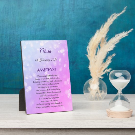 Februar Birthstone Amethyst Design Fotoplatte (Seite)