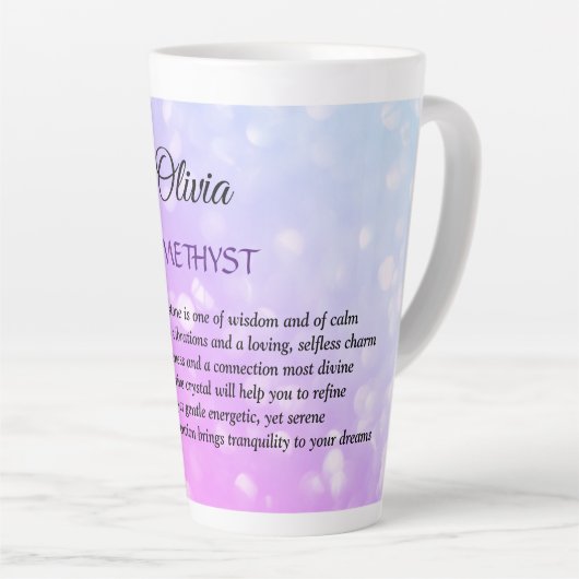 Februar Birthstone Amethyst Design Milchtasse (Rechte Ecke)
