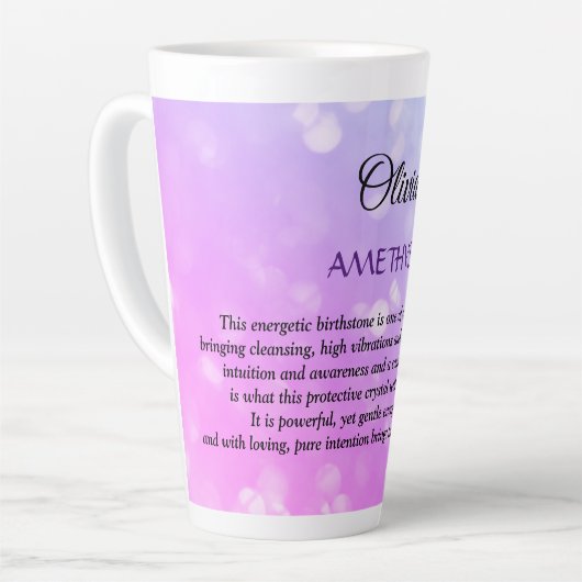Februar Birthstone Amethyst Design Milchtasse (Linke Ecke)