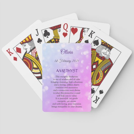 Februar Birthstone Amethyst Design Spielkarten (Rückseite)
