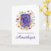 Februar Birthstone Amethyst Geburtstag mit Blume Karte (Gelbe Blume)