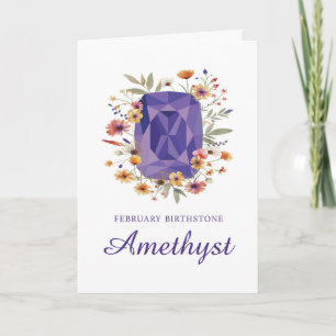 Februar Birthstone Amethyst Geburtstag mit Blume Karte