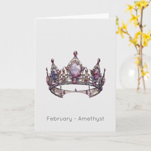 Februar Birthstone Amethyst Happy Birthday Card Karte (Gelbe Blume)
