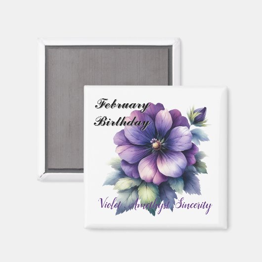 Februar Birthstone Amethyst und Violets Magnet (Vorderseite/Rückseite)