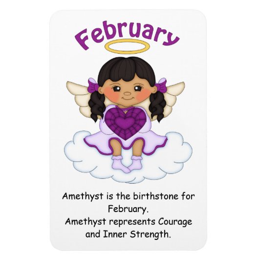 Februar Birthstone Angel Black Premium Magnet (Vertikal)