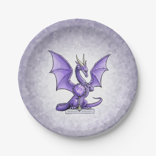 Februar Birthstone Dragon - Amethyst Pappteller (Vorderseite)