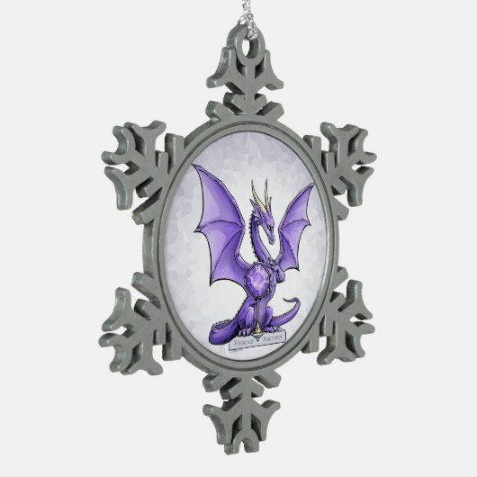 Februar Birthstone Dragon - Amethyst Schneeflocken Zinn-Ornament (Links)