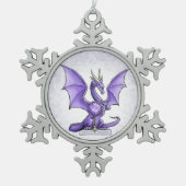 Februar Birthstone Dragon - Amethyst Schneeflocken Zinn-Ornament (Vorderseite)