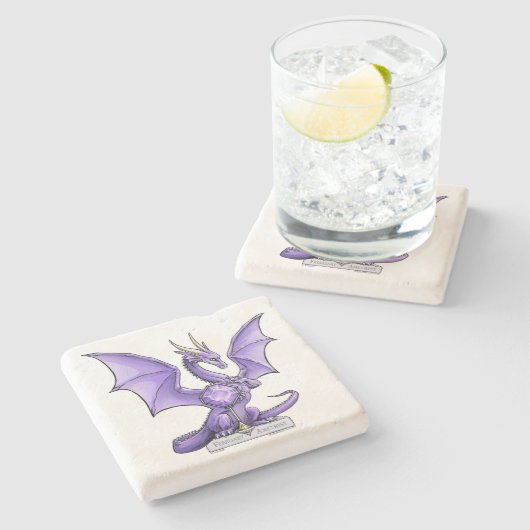 Februar Birthstone Dragon - Amethyst Steinuntersetzer (Seitenansicht)