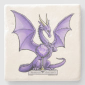 Februar Birthstone Dragon - Amethyst Steinuntersetzer (Vorderseite)