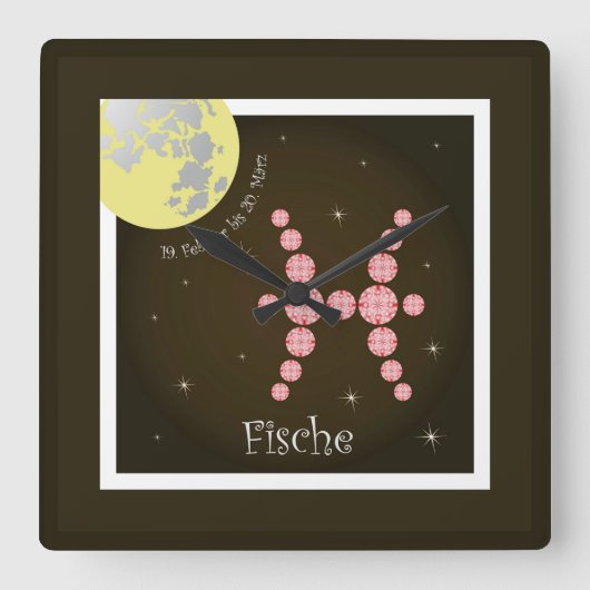 Februar bis 20. März Quadratische Wanduhr (Vorderseite)