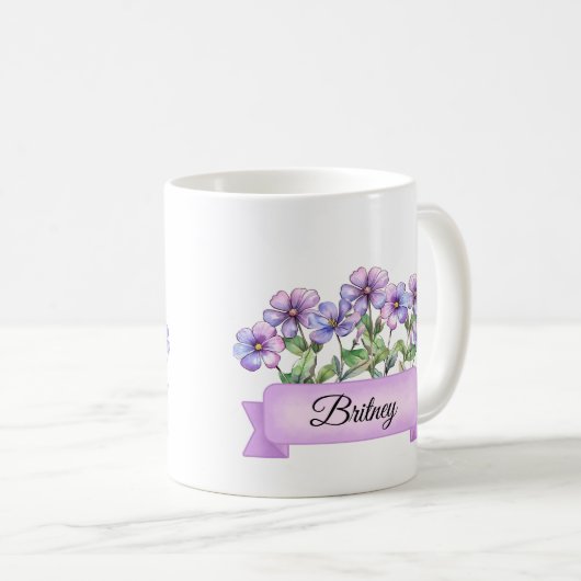 Februar Blume Custom Violet Kaffeetasse (VorderseiteRechts)