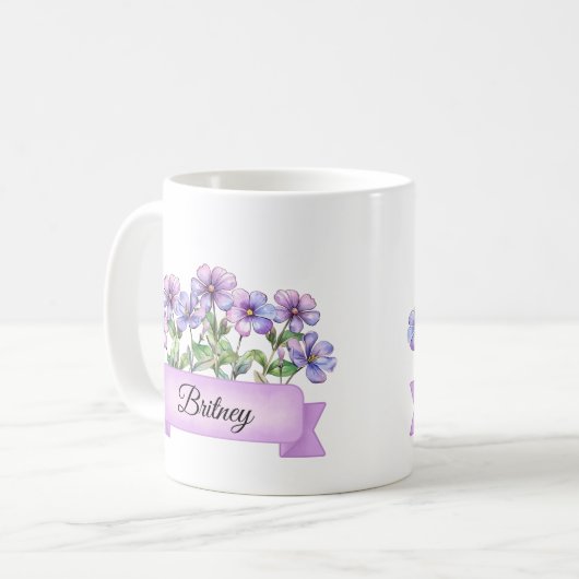 Februar Blume Custom Violet Kaffeetasse (Vorderseite Links)