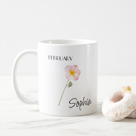 Februar Blume Personalisiert Kaffeetasse (Mit Donut)