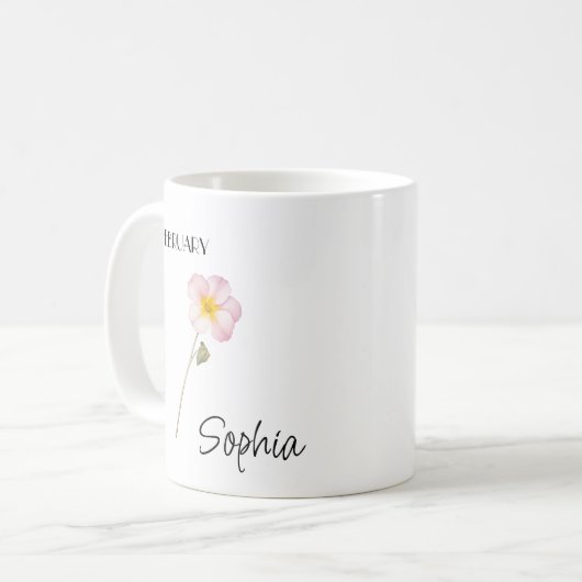 Februar Blume Personalisiert Kaffeetasse (Vorderseite Links)