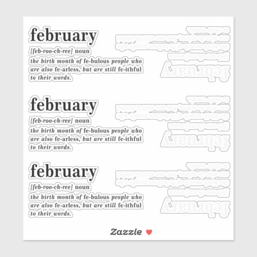 Februar Definition Geburtstag Aufkleber (Blatt)