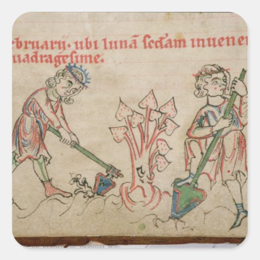 Februar: Feierlichkeiten Quadratischer Aufkleber (Vorderseite)