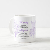 Februar Floral | Amethyst Birthday Keepake Kaffeetasse (Vorderseite Links)