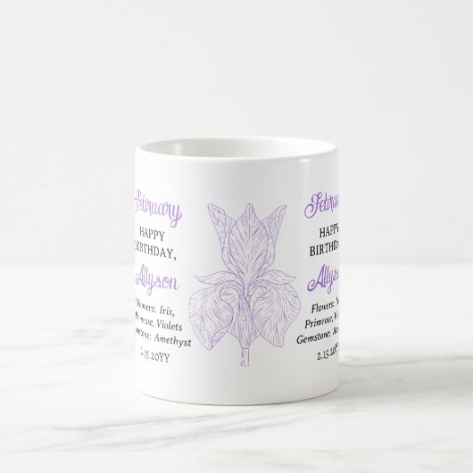 Februar Floral | Amethyst Birthday Keepake Kaffeetasse (Mittel)