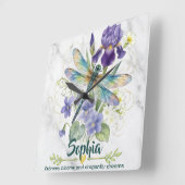 Februar-Geburtsblume Iris Veilchen Libelle Wanduhr (Winkel)