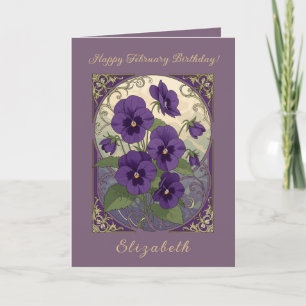 Februar-Geburtsblume Viola Blumen Art Nouveau St Karte