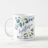 Februar-Geburtsblumen-Name Primel Veilchen Kaffeetasse (Links)